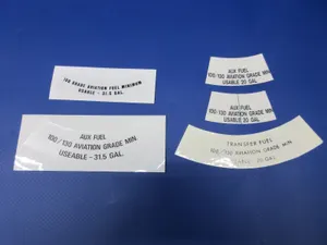 Cessna 310 / 310R Fuel Cap Placards LOT P/N 5226001-14 NOS (0125-1290)